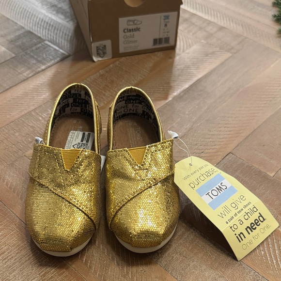 Toms Other - TOMS Tiny Kids Shiny Gold Glitter Shoes